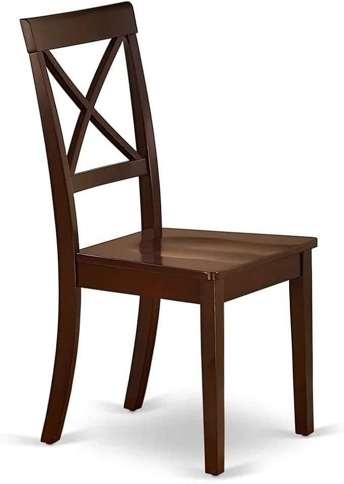 East West Furniture HBBO5-MAH-W 5 Piece Dining Set Includes a Round Dining Table with Pedestal and 4 Kitchen Chairs, 42x42 Inch, Mahogany