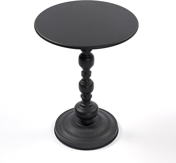 Drink Table for Small Spaces, Martini Table Cocktail Tables Drink Stand, Modern Small Side Pedestal Table, Accent End Metal Round Coffee Table for Living Room, Bedroom, Patio, Bar, Black