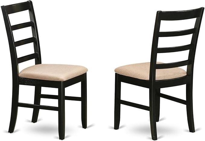 East West Furniture DLPF5-BCH-C 5 Piece Kitchen Table & Chairs Set Includes a Round Dining Room Table with Dropleaf and 4 Linen Fabric Upholstered Chairs, 42x42 Inch, Black & Cherry