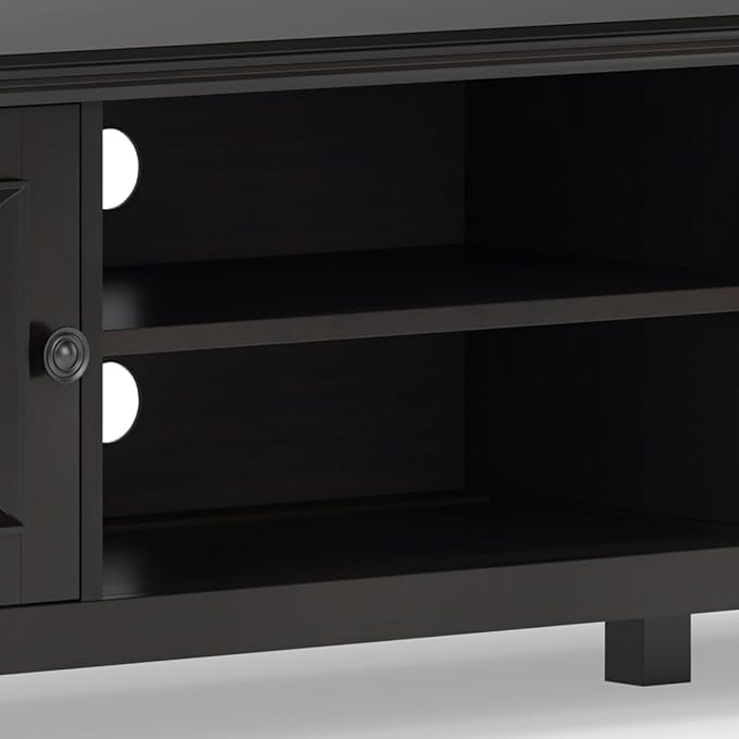 SIMPLIHOME Amherst 72-inch Wide Solid Wood Low TV Stand in Hickory Brown, Transitional-Style Media Console for Living Room with Cable Management, Fits 80" TVs