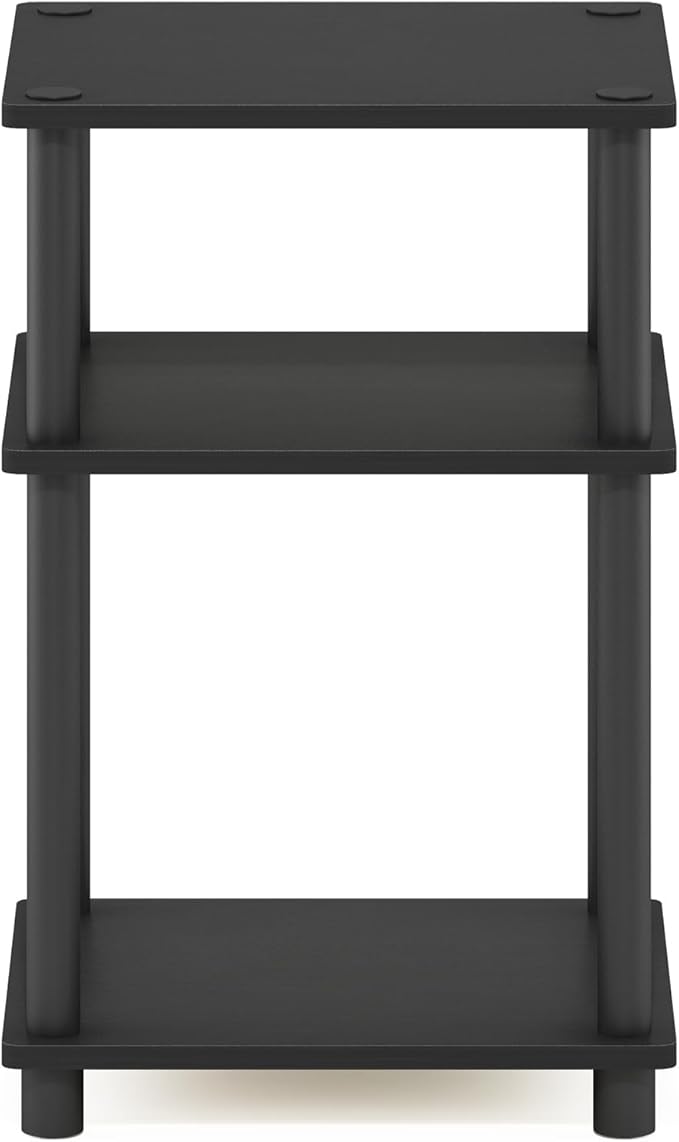 Furinno Just 3-Tier Turn-N-Tube End Table / Side Table / Night Stand / Bedside Table with Plastic Poles, 1-Pack, Americano/Black