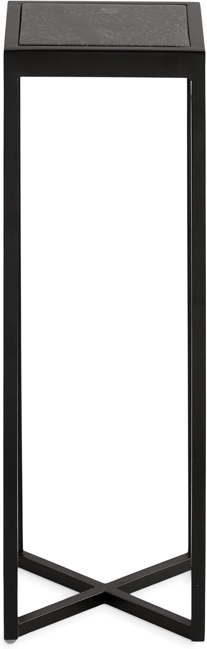 Kate and Laurel Jaspur Modern Square Drink Table, 7 x 7 x 21, Black and Black Marble, Decorative Contemporary Accent Table for Stylish Display and Storage