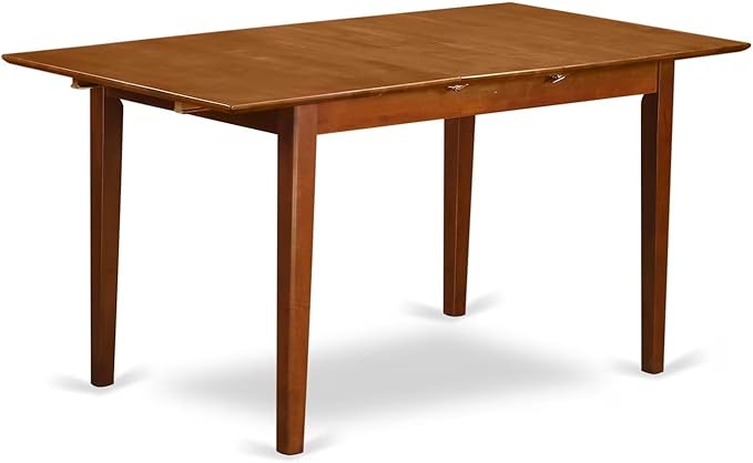 East West Furniture PSNA7-SBR-W 7 Piece Kitchen Table Set Consist of a Rectangle Dining Table with Butterfly Leaf and 6 Dining Chairs, 32x60 Inch, Saddle Brown