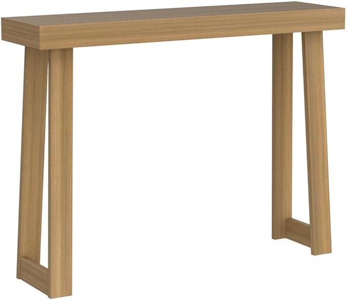 Plank+Beam Solid Wood Console Table, 46.25 Inch, Sofa Table, Narrow Entryway Table for Hallway, Behind The Couch, Living Room, Foyer, Easy Assembly, Pecan