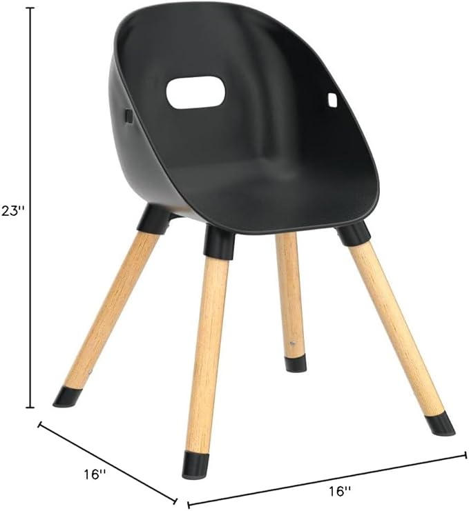 Lalo The Play Chair, Wooden and Non-Toxic Plastic Kids and Toddler Chair - Sturdy Bucket Seat and Easy to Clean Kids Chair with up to 200 lb. Weight Capacity, Set of 2 - Licorice