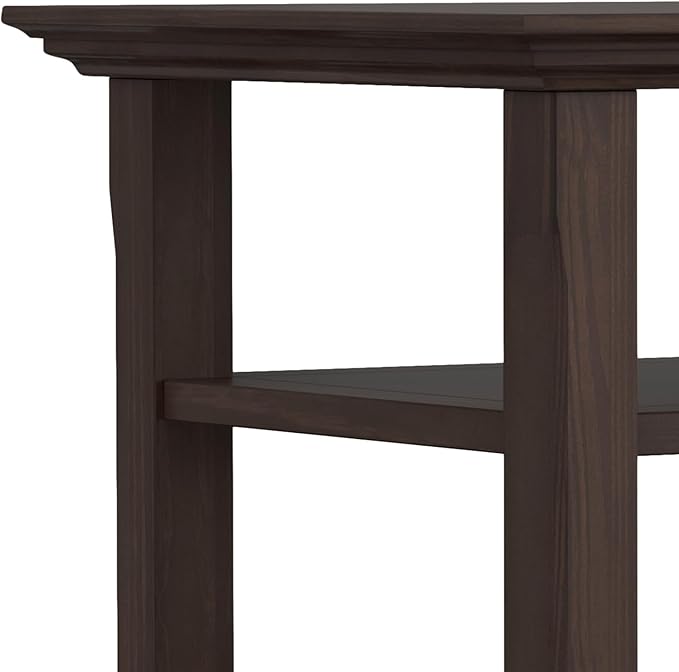 SIMPLIHOME Acadian SOLID WOOD 19 inch Wide Square Transitional End Table in Warm Walnut Brown for the Living Room and Bedroom
