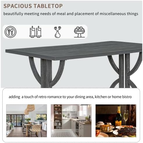 SogesHome 6-Piece Dining Table Set with Upholstered Chairs and Bench, Modern Retro Rectangular Kitchen Table, Rustic Farmhouse Style Decor Dining Table for Dining Room, Breakfast (Gray Wash)