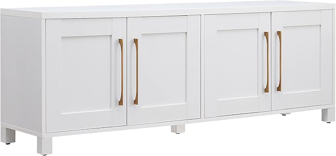 Henn&Hart Rectangular TV Stand for TV's up to 80" in White, TV Stands for the Living Room
