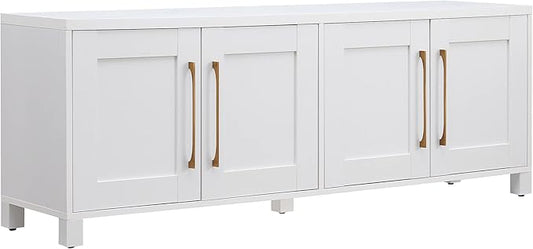 Henn&Hart Rectangular TV Stand for TV's up to 80" in White, TV Stands for the Living Room