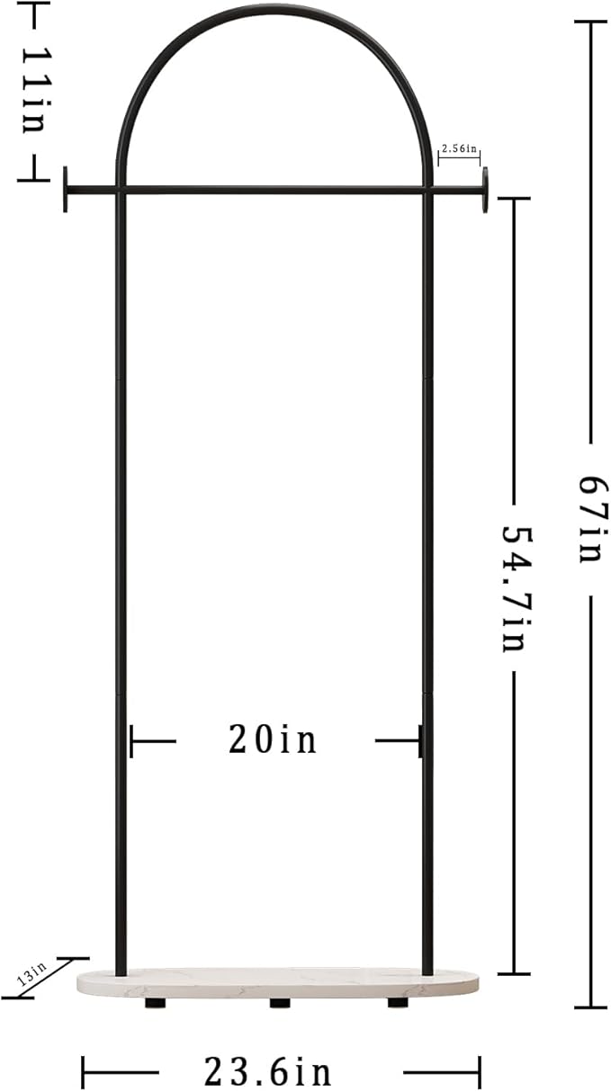 Black Clothing Rack, Modern Clothes Rack with Shelf, Heavy Duty Freestanding Coat Rack, Metal Coat Hanger Stand with Hooks for Boutique Office