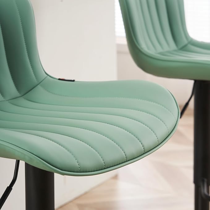 YOUNUOKE Counter Height Bar Stools Kitchen Island Barstools Set of 2 Adjustable Swivel Counter Stool Bar Height Island Chairs with Back, Sea Green