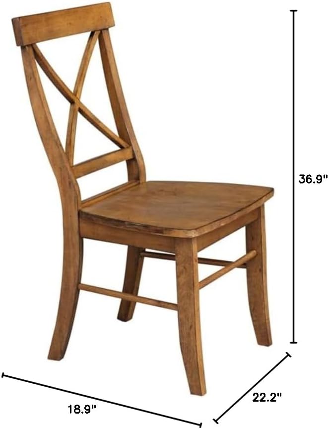 International Concepts Set of Two X-Back Dining Chair, Pecan