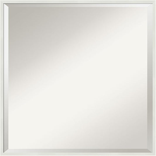 Amanti Art White Bathroom Mirror for Over Sink, 21x21 Lucie White Square Vanity Mirror, Medium Modern Wood Frame, Hangs Horizonally and Vertically, Bathroom Wall Decor, Beveled Edge from WI, USA