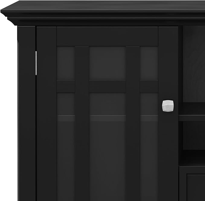 SIMPLIHOME Bedford Solid Wood 53 inch Wide Transitional TV Media Stand in Black for TVs up to 60 inches for The Living Room and Entertainment Center