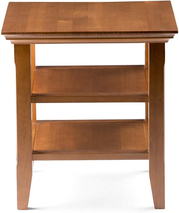 SIMPLIHOME Acadian SOLID WOOD 19 inch Wide Square Transitional End Table in Light Golden Brown for the Living Room and Bedroom