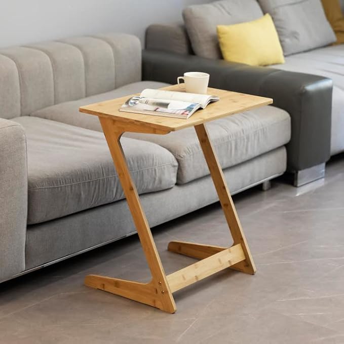 Forevich Tv Tray Table End Couch Table Snack Desk Sofa Side Table Office Furniture Z Shape Natural
