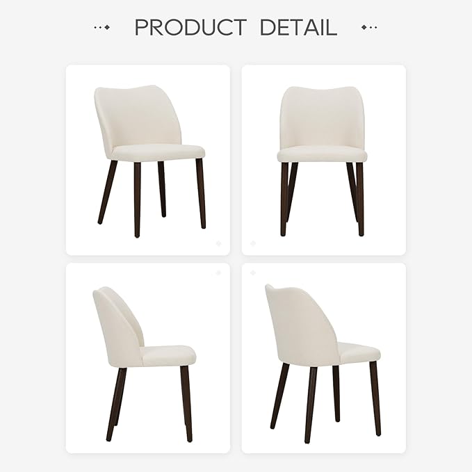 COLAMY Upholstered Dining Chairs Set of 4, Modern Fabric Dining Room Kitchen Side Chair with Padded Seat and Wood Legs for Restaurant/Cafe, Beige