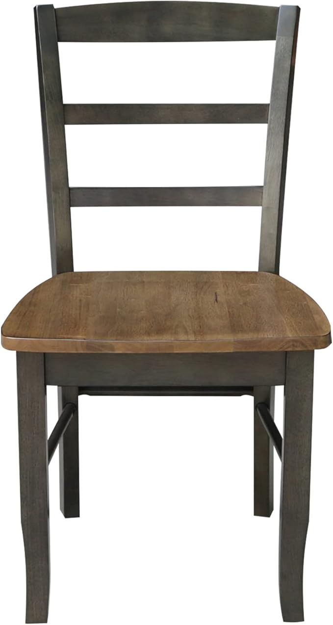 IC International Concepts Set of Two Madrid Ladderback Dining Chairs, Hickory/Washed Coal