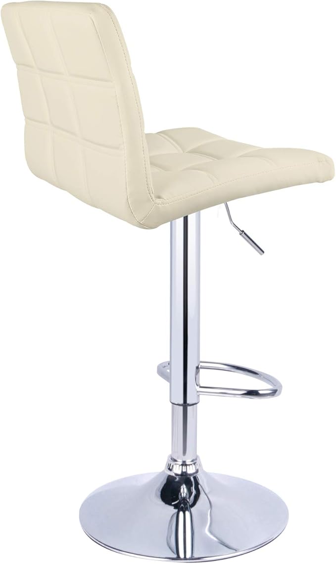 Leopard Modern Square PU Leather Adjustable Bar Stools with Back,Set of 2, Counter Height Swivel Stool (Beige)