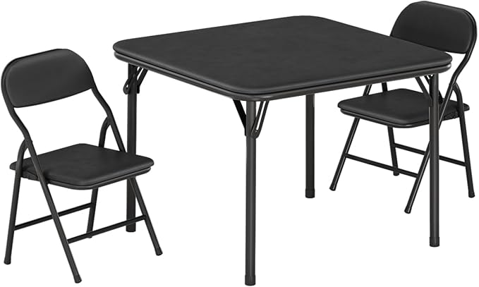 IDEALHOUSE 3 Piece Folding Kids Table and Chairs Set, Children Activity Table and Chairs Set for Dining Room,Daycare,Classrooms