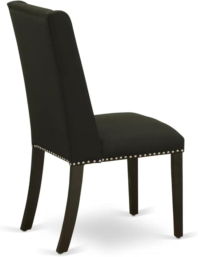 East West Furniture V627FL624-5 5 Piece Kitchen Table & Chairs Set Includes a Rectangle Dining Room Table with V-Legs and 4 Black Linen Fabric Upholstered Chairs, 40x72 Inch, Multi-Color