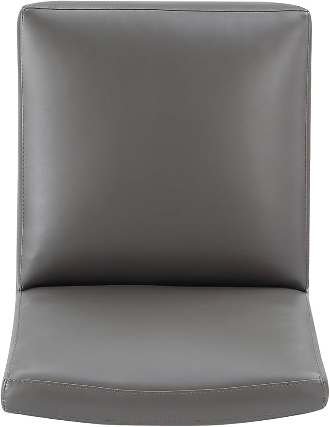 Manhattan Comfort Anna Square Modern Dining Chair with Head to Toe Faux Leather Upholstery and Plastic Foot Padding, Luxury Accent Furniture, Set of 1, Pewter