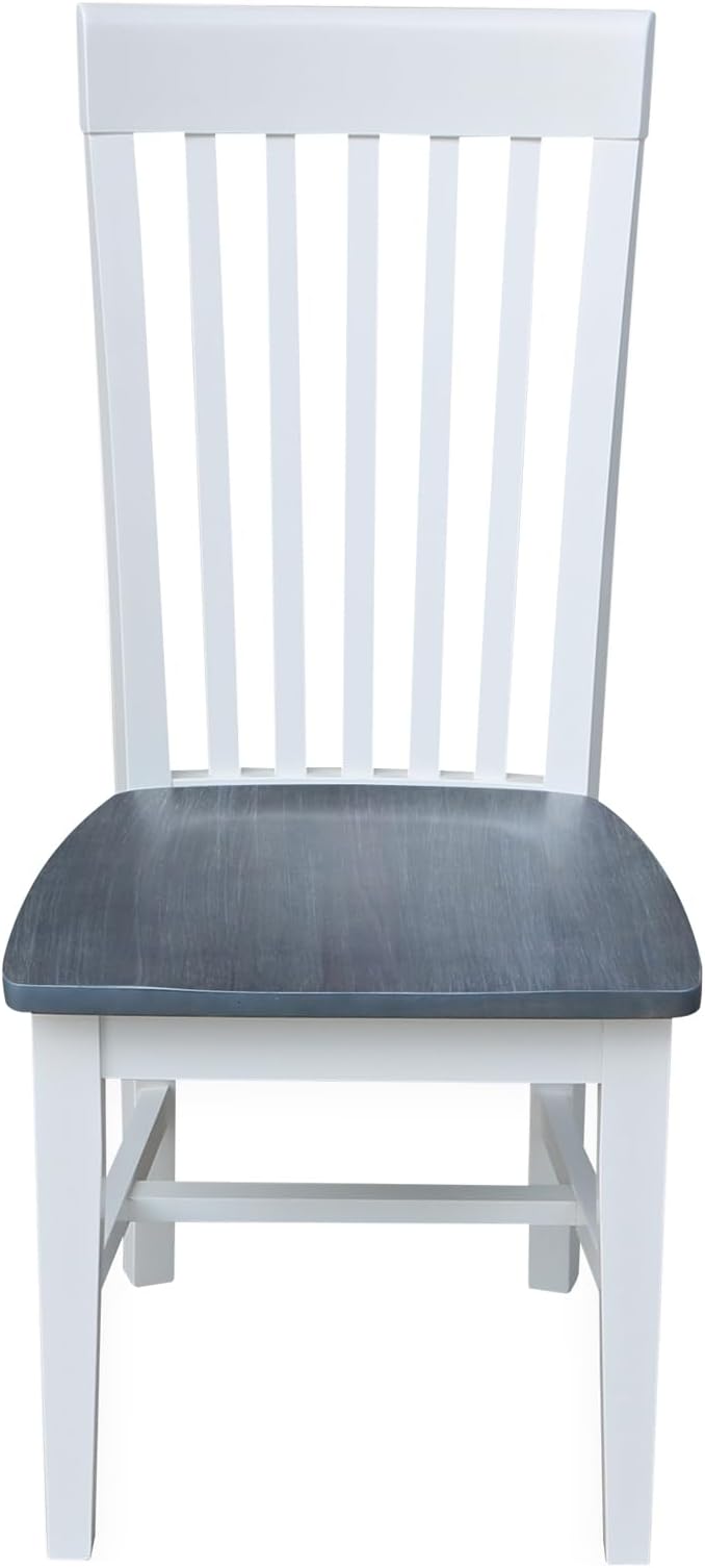 International Concepts Set of Two Tall Mission Chairs, White/Heather gray
