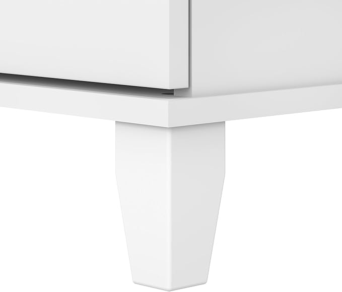 Bush Furniture Somerset 72W 3 Position Sit to Stand L Shaped Desk with Hutch in White