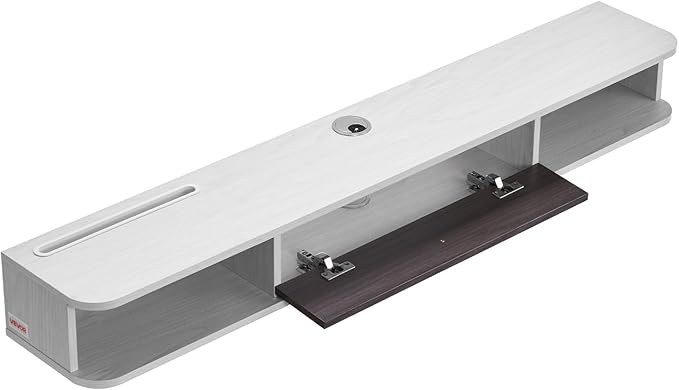 VEVOR Floating TV Stand, 55'' Under TV Shelf Wall Mounted Floating TV Console Modern Entertainment Center with Storage Cabinet, for Bedroom & Living Room, White