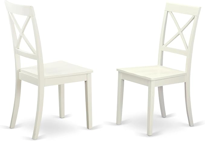 East West Furniture VABO5-LWH-W 5 Piece Kitchen Table Set for 4 Includes an Oval Dining Room Table with Butterfly Leaf and 4 Solid Wood Seat Chairs, 40x76 Inch, Linen White
