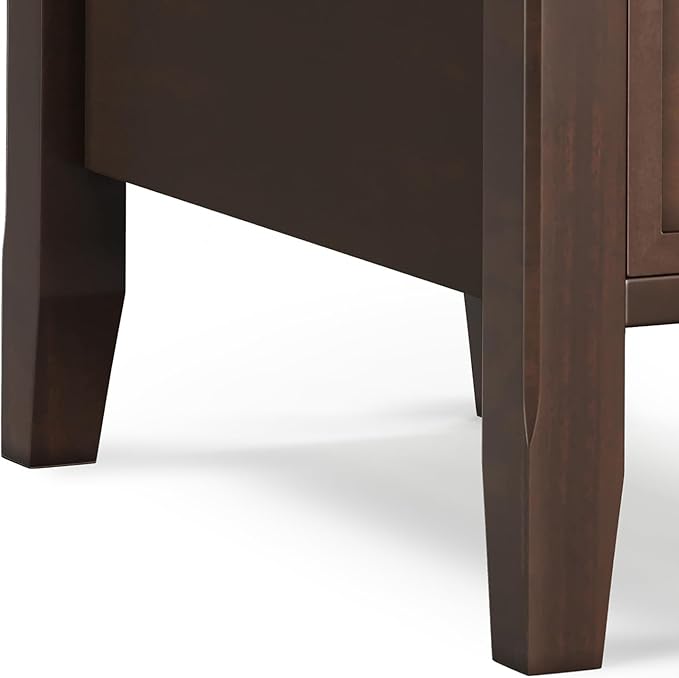 SIMPLIHOME Acadian 19-inch Wide Solid Wood End Table with Drawer and Open Shelf in Brunette Brown for Living Room, Bedroom, or Entryway