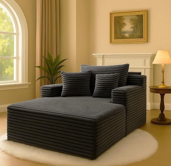 COMHOMA 105”Modular Sectional Sofa with Deep Seat,Cloud Upholstered L-Shape Couch Wide Arms Corduroy Fabric High-Density Foam Chaise Lounge for Living Room No Assembly Required