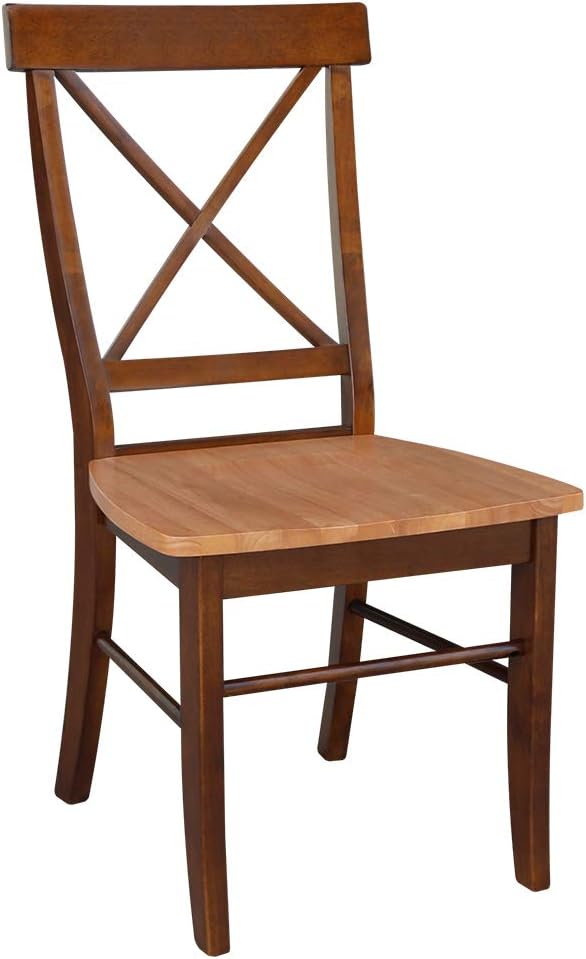 International Concepts X- Back Chair with Solid Wood Seat, Cinnemon/Espresso