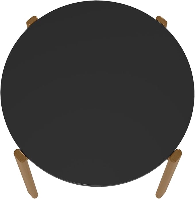 Manhattan Comfort Gales 46-Inch Mid Century Modern Round Dining Table for 2-4 Person, Minimalist Home Furniture with Solid Eucalyptus Wood Legs, Matte Black