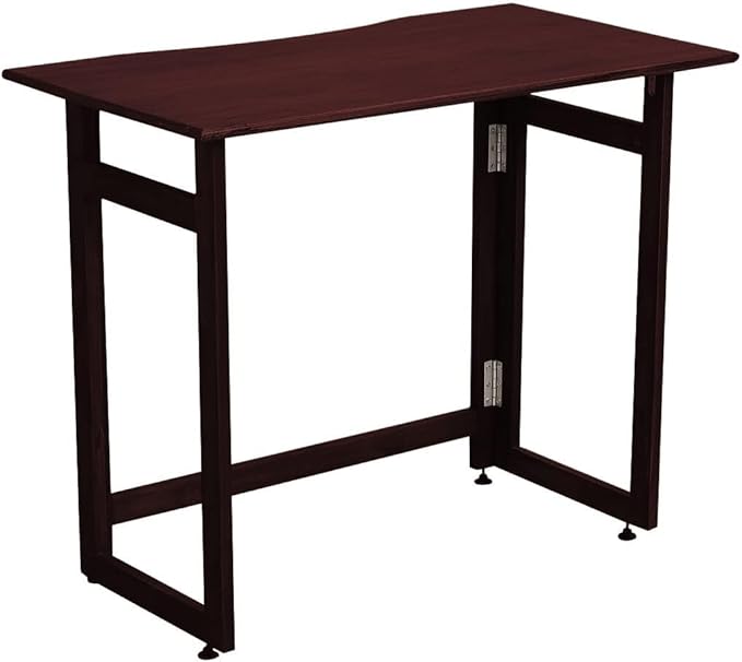 Dawn Riser Solid Wood Folding Table Desk, Writing, Laptop, PC, Space Saving, Easy Storage, Sleek Design, DIY Home Office Desk, Small Spaces Mahogany Color