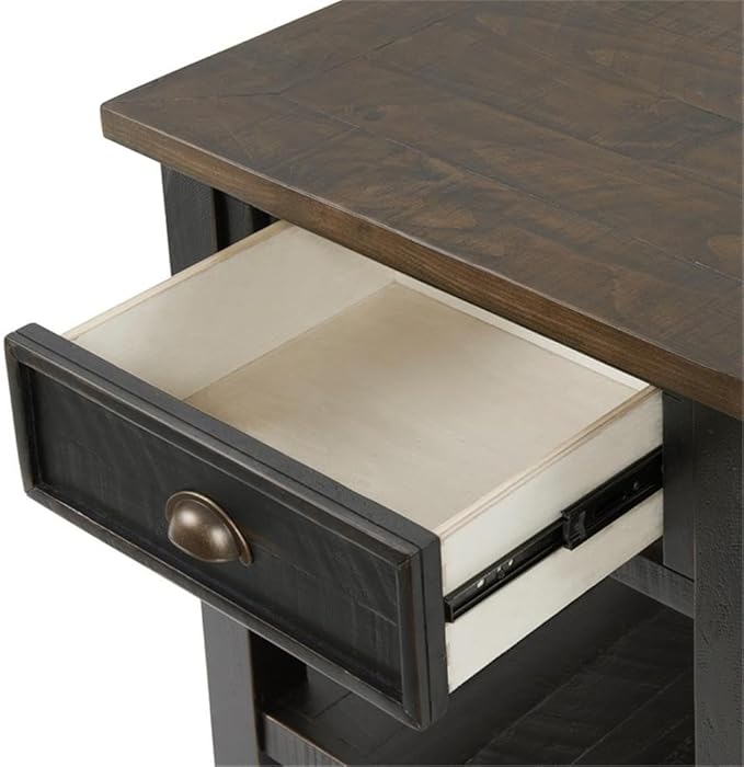 Martin Svensson Home Solid Wood End Table, Black with Brown Top
