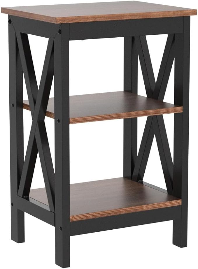 VECELO Modern Nightstands X-Design Side End Table Night Stand with Storage Shelf for Bedroom,Living Room,