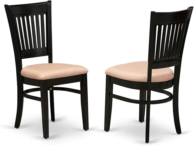 East West Furniture ANVA5-BLK-C 5 Piece Dining Room Furniture Set Includes a Round Dining Table with Pedestal and 4 Linen Fabric Upholstered Chairs, 36x36 Inch, Black