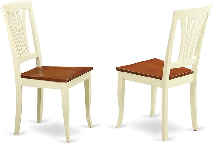 East West Furniture DLAV5-BMK-W 5 Piece Kitchen Table Set for 4 Includes a Round Dining Room Table with Dropleaf and 4 Solid Wood Seat Chairs, 42x42 Inch, Buttermilk & Cherry