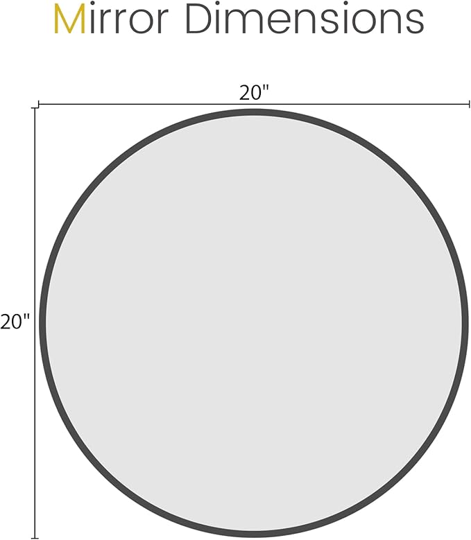 HOMECOOKIN Round Wall Mirror 20" Black Circle Mirror for Bathroom with Metal Framed, Round Gold Mirror for Wall Decor, Vanity, Entryway Living Room