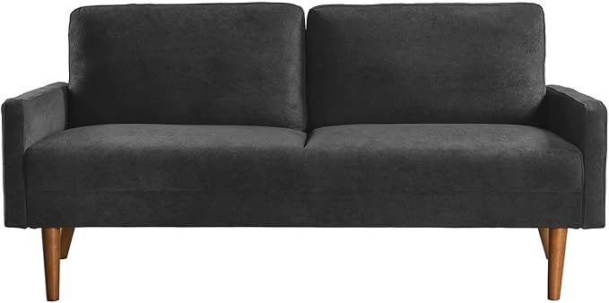 Kent Velvet Sofa, European Style with Sleek Design, Modern & Vintage Flair, Upholstered 3 Seater Couch, Chic Living Room Furniture Seating for Home, Apartment or Office, Black