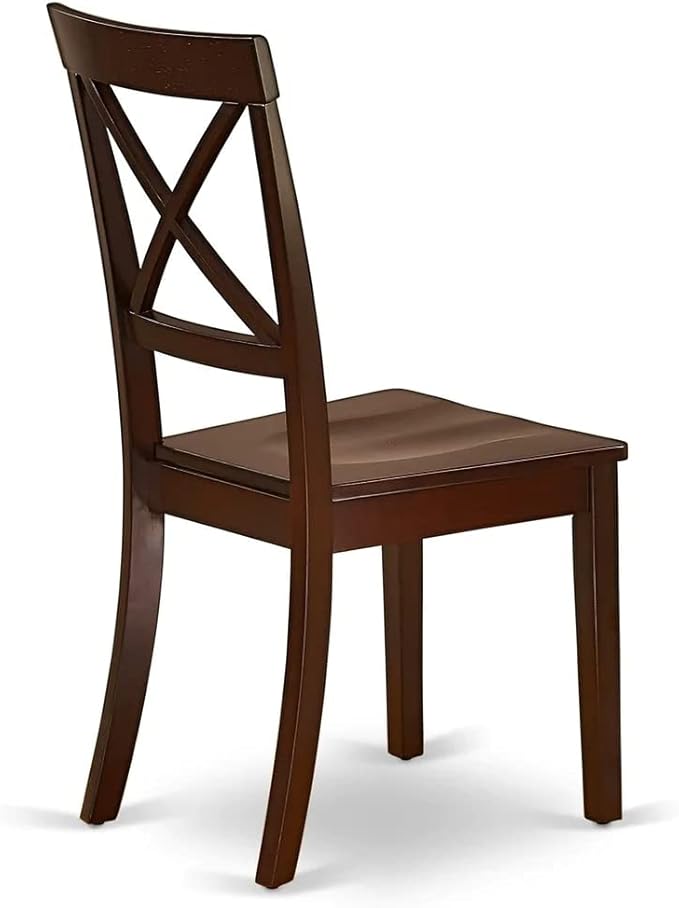 East West Furniture HBBO5-MAH-W 5 Piece Dining Set Includes a Round Dining Table with Pedestal and 4 Kitchen Chairs, 42x42 Inch, Mahogany