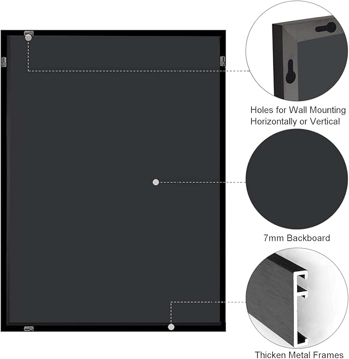 Modern 26"L x 40"W Black Wall Mounted Mirror, Rectangular, Framed, Thickened Stainless Steel Frame, Bathroom Use, Grooming, Home Decor