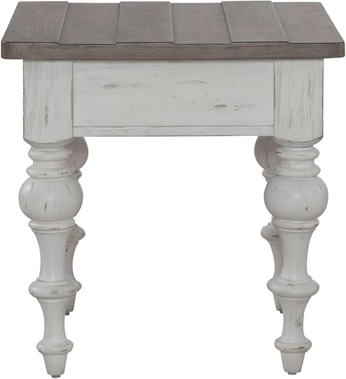 Liberty Furniture River Place Living Room End Table - Riverstone White & Tobacco