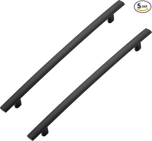 5 Pack Cabinet Handles 7.5" Hole Center - Curved Cabinet Pulls Black Drawer Pulls for Kitchen Cupboard Solid Hardware for Dresser Drawer Arch Hardware