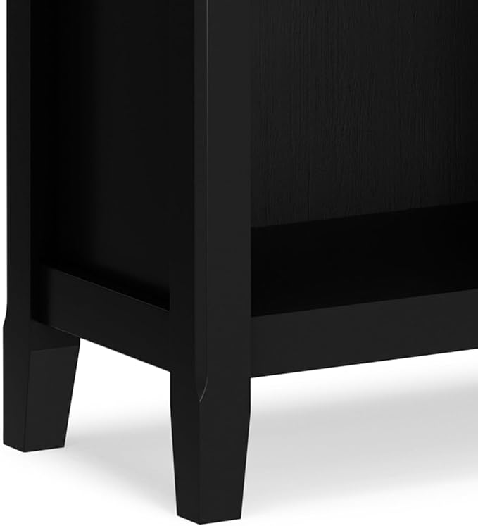 SIMPLIHOME Amherst Bookcase - 70 inch Tall 5-Shelf Solid Wood Bookshelf in Black, Transitional Storage for Living Room, Study Room or Office with Adjustable Shelves and Tapered Legs