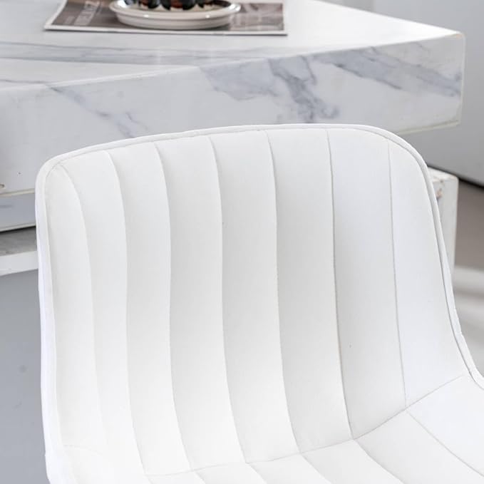 24’’ Bar Stools Set of 2 Modern Barstools White Bar Stools with Fabric Upholstery Counter Height Bar Stools with Low Back Stools for Kitchen Counter, Bar, Pub, Cafe (White).