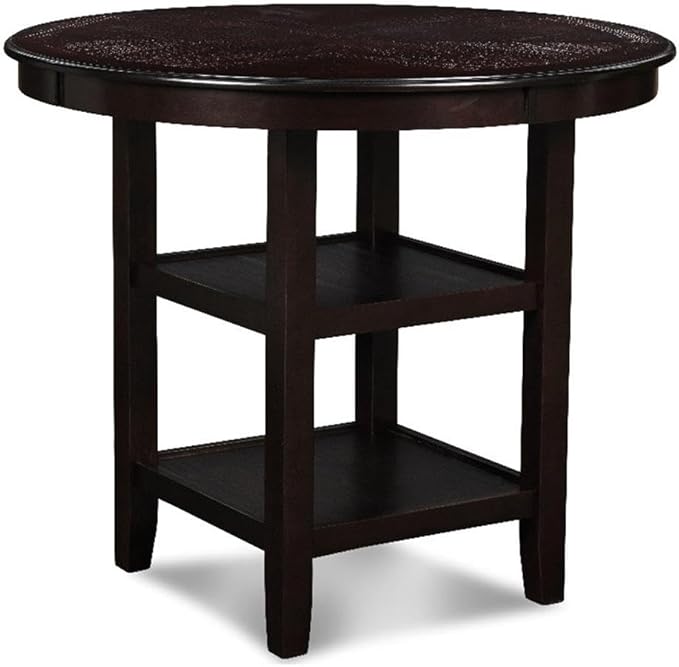 New Classic Furniture Gia 5-Piece Round Counter Height Set with 1 Dining Table and 4 Chairs, 42", Ebony