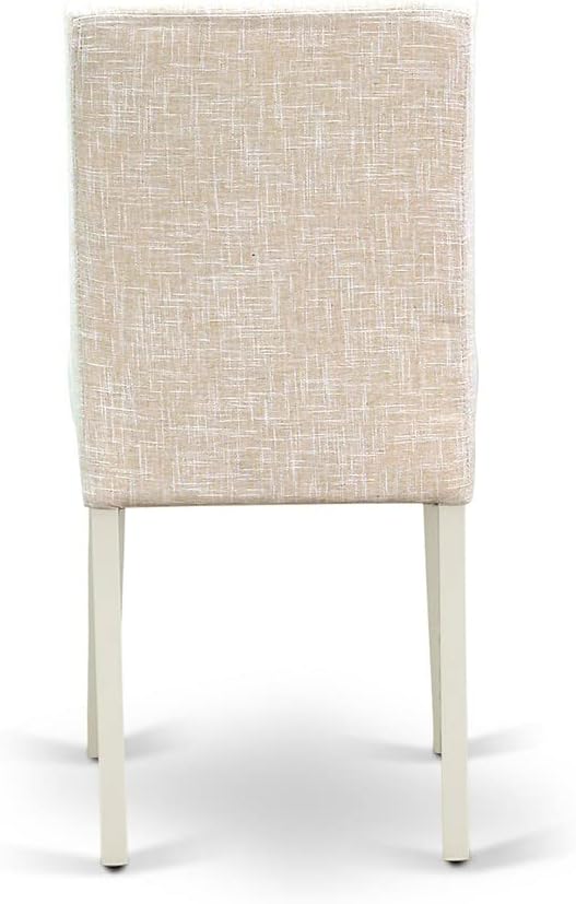 East West Furniture LGAB7-LWH-02 7 Piece Kitchen Table Set Consist of a Rectangle Dining Table with Butterfly Leaf and 6 Light Beige Linen Fabric Parson Chairs, 42x84 Inch, Linen White