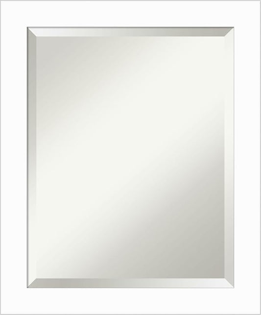 Amanti Art White Bathroom Mirror for Over Sink, 24x20 Basic White Narrow Rectangle Vanity Mirror, Small Casual Wood Frame, Hangs Horizonally and Vertically, Bathroom Wall Decor, Beveled Edge from WI